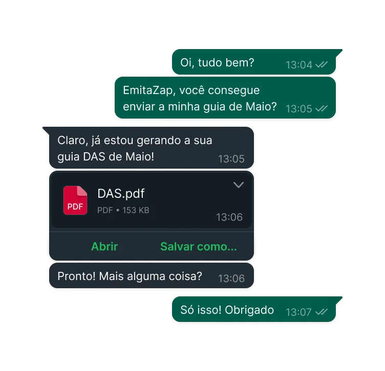 Emissão de DAS pelo WhatsApp