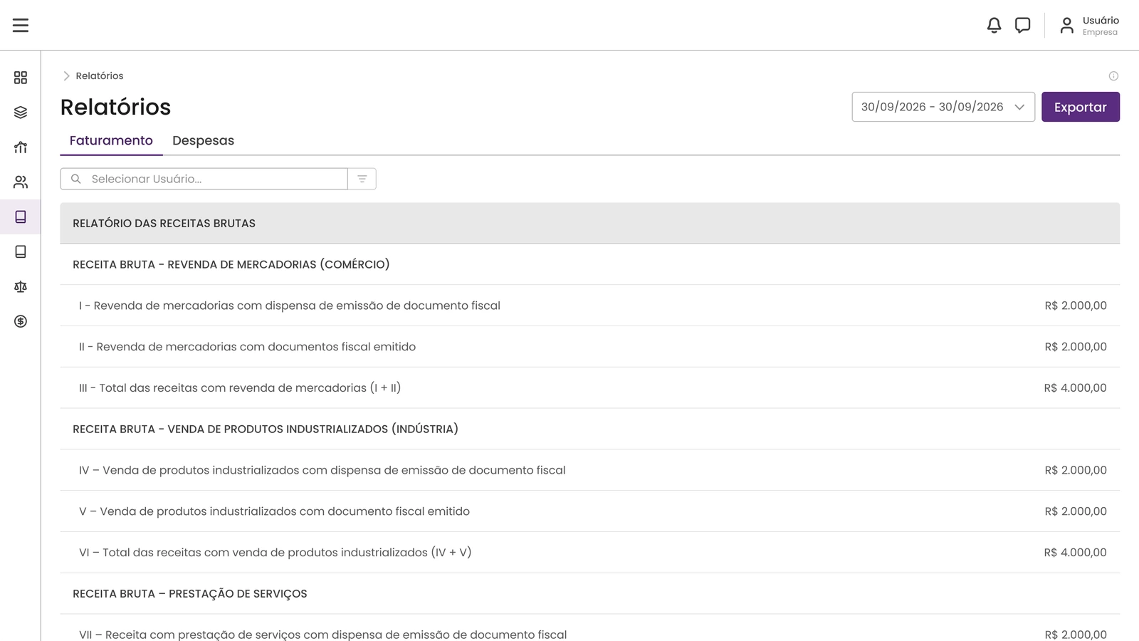 Controle de Faturamento